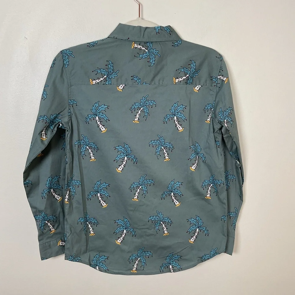 SVRN CODE Boys Long Sleeve with Tie Palm‎ Tree Design Size 10/12 NWT